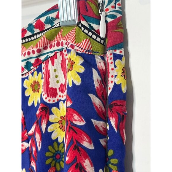 Ark & Co Floral Wide Leg Pants M Red Blue Festival Boho Flowy Palazzo Trousers - Picture 7 of 12